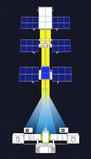 A Futuristic Space Station With A Large Number Of Solar Panels On Its Exterior