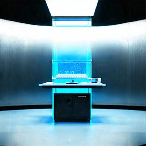 Entertainment Technology In Modern Laboratory With Large, Blue