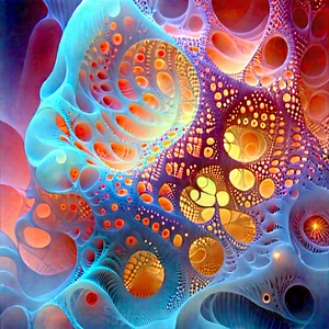Abstract Polaroid Style: Fractal pattern with iridescent color palette