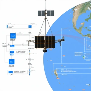 A Satellite Is Shown In A Diagram, With Its Various Components Labeled