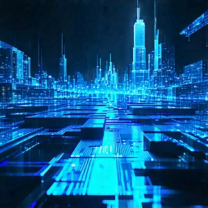 Digital Transformation Visualization With Futuristic Cityscape
