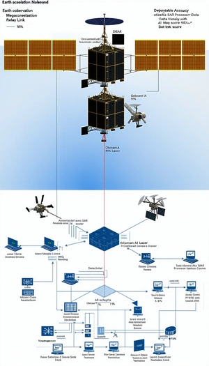 The Image Is A Diagram Showing The Relationship Between A Satellite And A Laptop