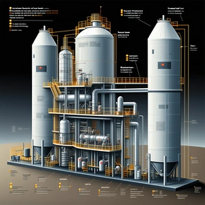 The Image Is A Detailed Diagram Of A Large Industrial Plant, Specifically A Refinery