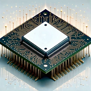 Tech Technical Illustration: Microchip with (digital:1.48) particles