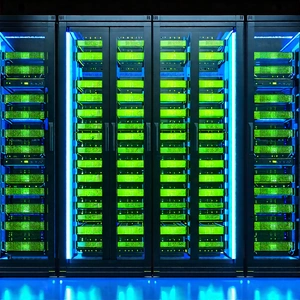 Tech Pastel Drawing: Server rack with blue light (glow:1.27)