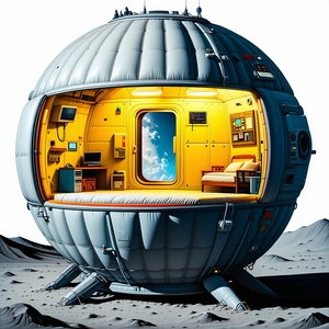 A Large, Round, And White Spacecraft With A Large Window