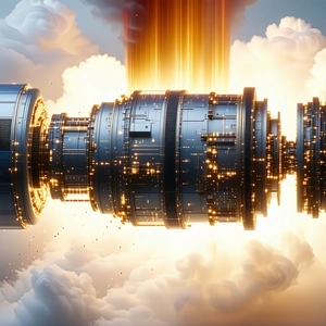 In The Image, There Is A Large, Futuristic-looking Machine With A Lot Of Lights On It
