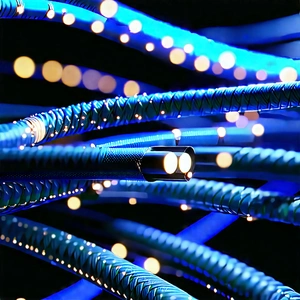 Close-up of fiber optic cables