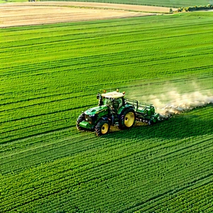 Agricultural Technology In Field Deployment With Green Tractor