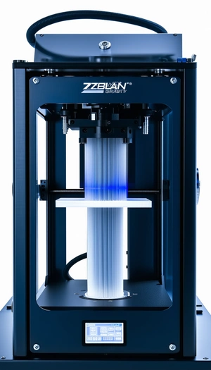 A Blue And White 3d Printer Is Shown In The Image