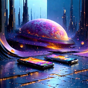 Smartphone With (digital:1.11) Artwork With Image, There