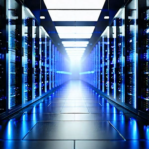 Futuristic Server Room With Blue Light