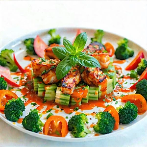 Lifestyle Tilt-shift Photography: Plant-based Dish Prepared With Fresh Ingredients With White Plate