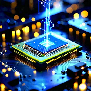 Microchip With Laser Scanning With Close-up Computer