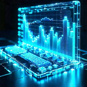 Financial Technology In Tech Office With Laptop Computer