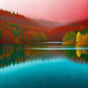 Nature Advertising Photography: Crystal Clear Lake Surrounded By Autumn Trees With Serene Lake