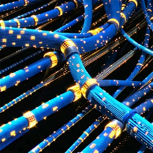 Close-up of fiber optic cables