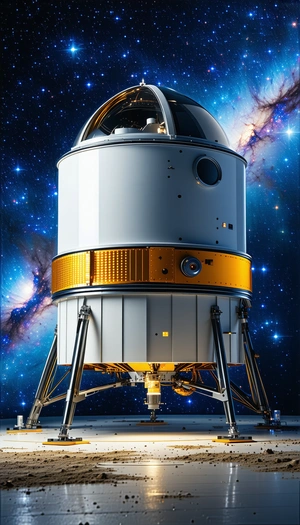A Large, White Spacecraft With A Dome-shaped Top, Floating In The Vastness Of Space