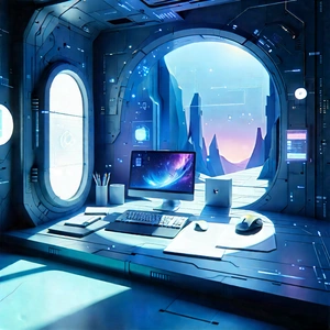 Futuristic Tech Startup Office With Image, There