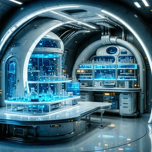 Tech Macro Photography: Futuristic Research Laboratory With Futuristic Setting,