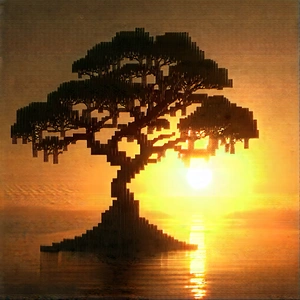 Nature Low Poly: (ancient:1.26) tree in sunlit clearing