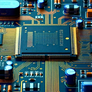 Tech Infographic Style: Close-up of electronic circuit