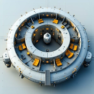 rendering futuristic space station