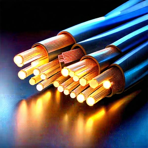 Tech Concept Art: Close-up Of Fiber Optic Cables With Close-up Group