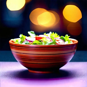 Lifestyle Macro Photography: Fresh Salad Prepared With Organic Components With Wooden Bowl