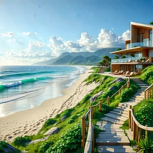 Lifestyle Architectural Photography: Beach Day During Holiday Season With Beautiful Beach