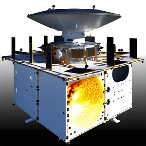 A Large White Satellite Dish Is Shown In A 3d Image