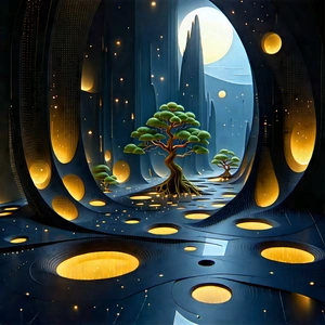 (futuristic:1.27) (digital:1.44) Workspace With Image, There