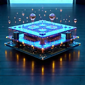 Quantum Computer With Digital Particles With Blue White