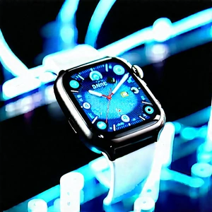 Smart Watch With Data Visualization With Blue Black