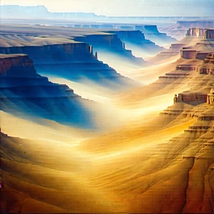 Nature Watercolor Painting: Aerial View Of Canyon System With Painting Mountainous