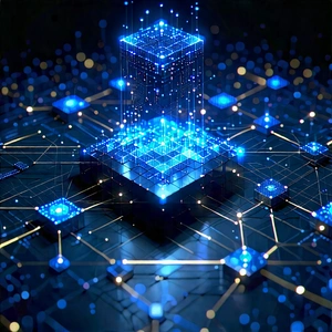 Blockchain Network Visualization With Blue White
