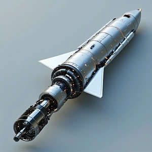 A Rocket Is Shown In A Close-up View, With Its Engine And Fuel System Prominently Displayed