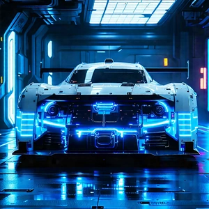 Automotive Technology In Research Center With Futuristic Racing