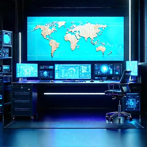 (futuristic:1.47) Digital Workspace With Futuristic Control