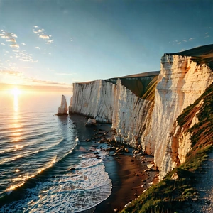 Nature Product Photography: Coastal Cliff During Golden Hour With Beautiful Coastal