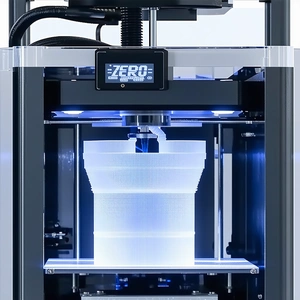A 3d Printer Is Shown In The Image, With A Blue Plastic Cup Being Printed