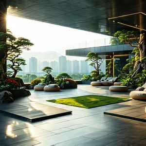 Urban Architectural Photography: Rooftop garden with relaxing