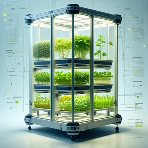 A Large, Multi-layered Display Case Filled With A Variety Of Plants