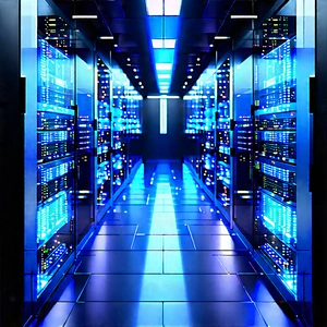 Futuristic Server Room With Blue Light