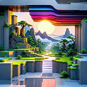 Abstract Pixel Art: Order Represented Through Layered Elements With Image, There