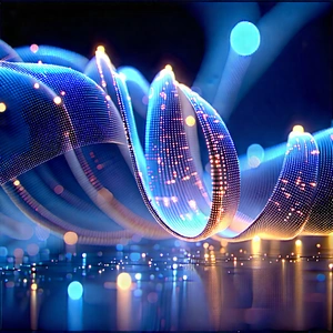 Close-up of fiber optic cables