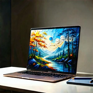 Laptop With Digital Artwork With Laptop Computer