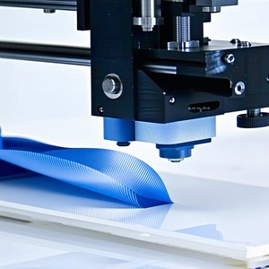 A 3d Printer Is In The Process Of Creating A Blue And White Object