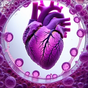 A Close-up Of A Purple Heart, Which Is Surrounded By A Variety Of Purple And Pink Bubbles