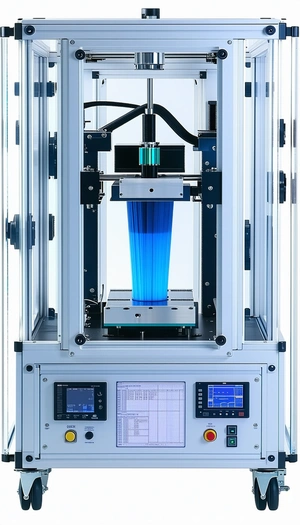 A Blue Liquid Is Being Poured Into A Container